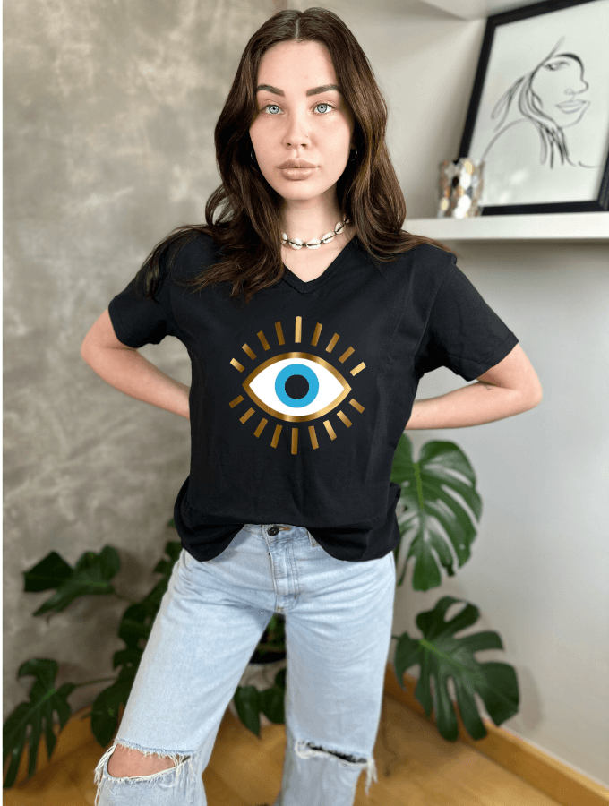 EVIL EYE OVERSIZED TEE - BLACK - TONED