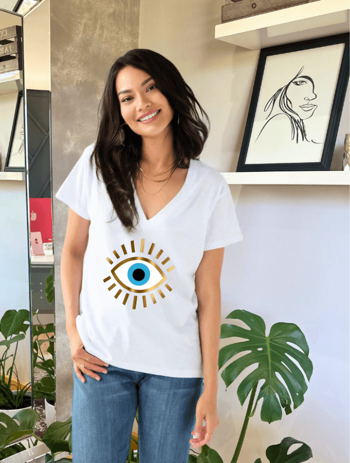 EVIL EYE OVERSIZED TEE - WHITE - TONED