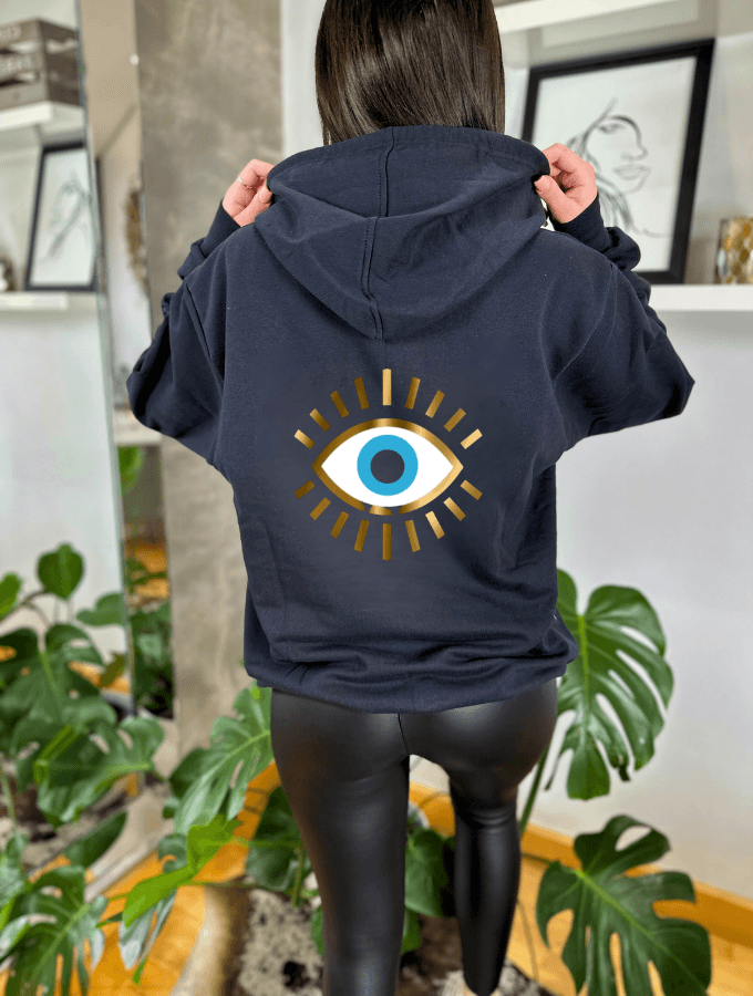 EVIL EYE SUMMER HOODIE - BLACK - TONED