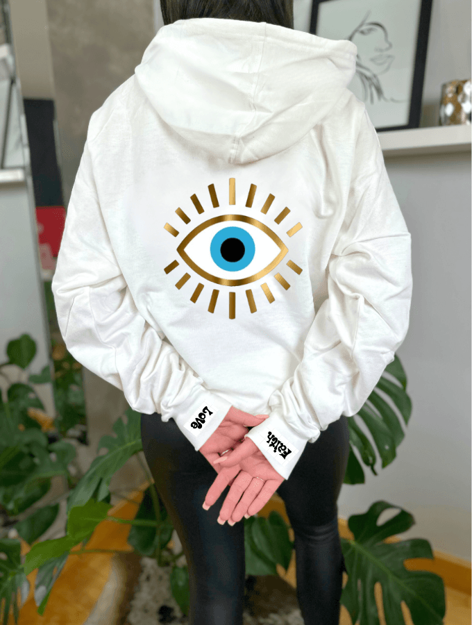 EVIL EYE SUMMER HOODIE - WHITE - TONED