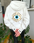 EVIL EYE SUMMER HOODIE - WHITE - TONED