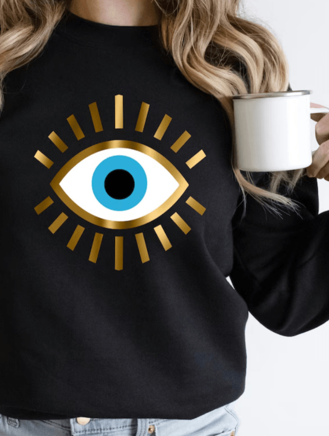EVIL EYE SWEATER - BLACK - TONED