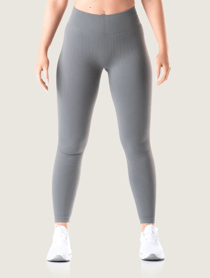 PRIME STATE RIBBED LEGGINGS - GREY - TONED