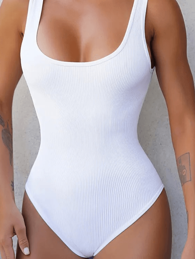 RIBBED VEST BODYSUIT - PINK