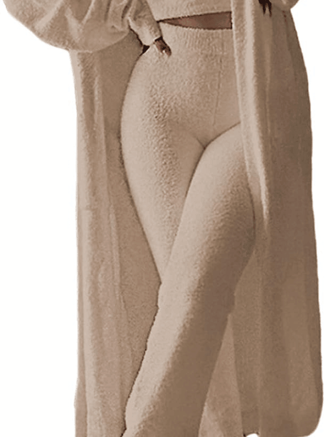THREE PIECE LOUNGE WEAR SET-BROWN - TONED