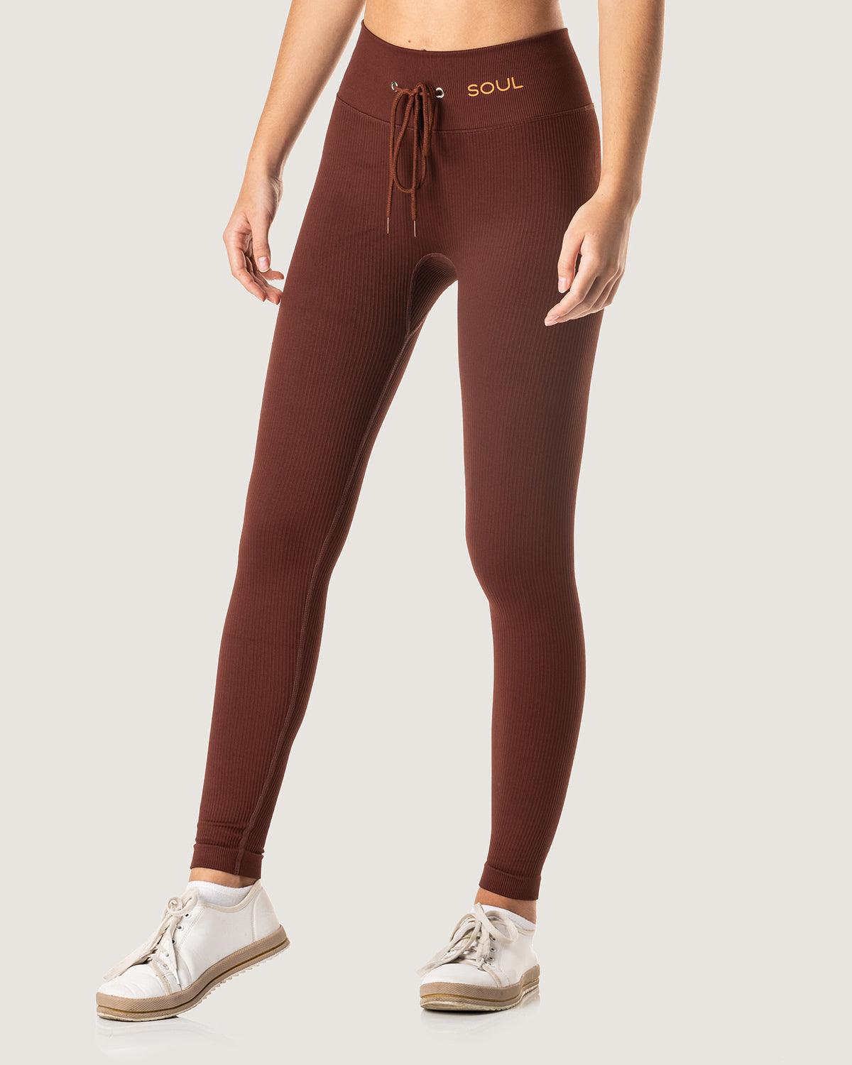 RIBBED STATEMENT LEGGINGS-MAROON - TONED