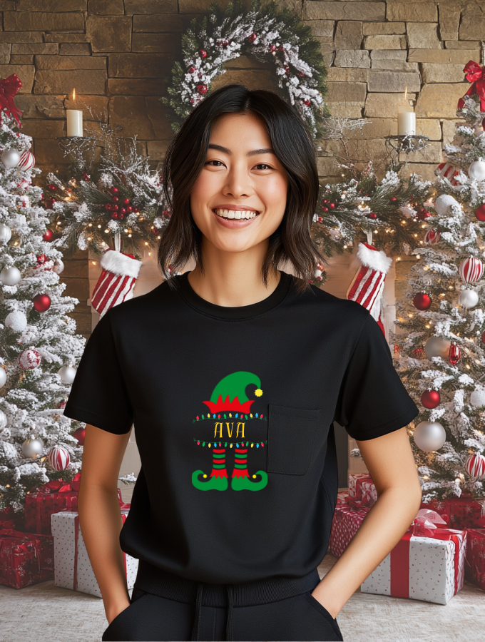 ELF CHEER CUSTOM TEE - BLACK - UNISEX