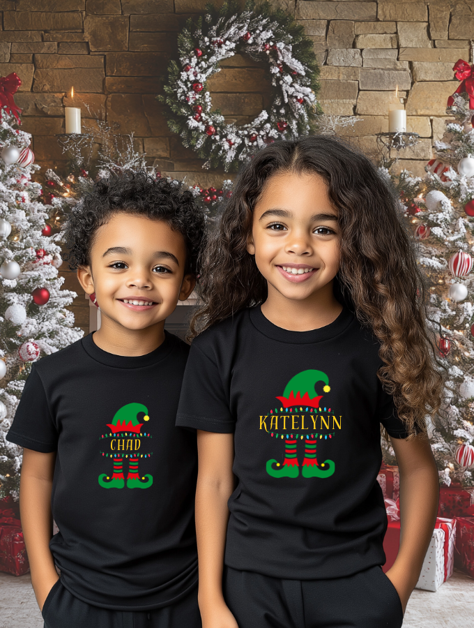 ELF CHEER CUSTOM TEE - BLACK - KIDS