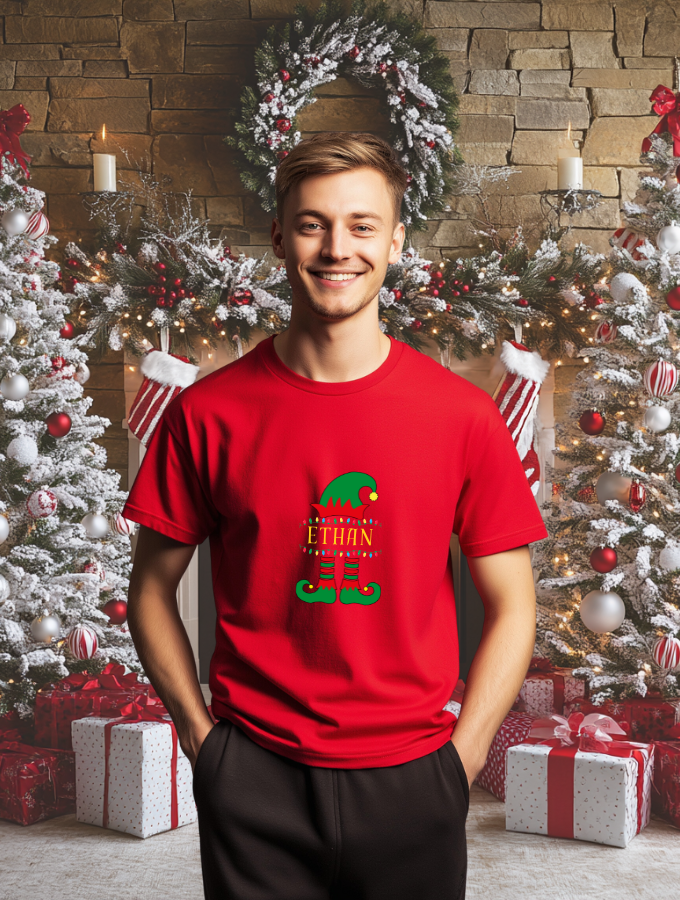 ELF CHEER CUSTOM TEE - RED - UNISEX