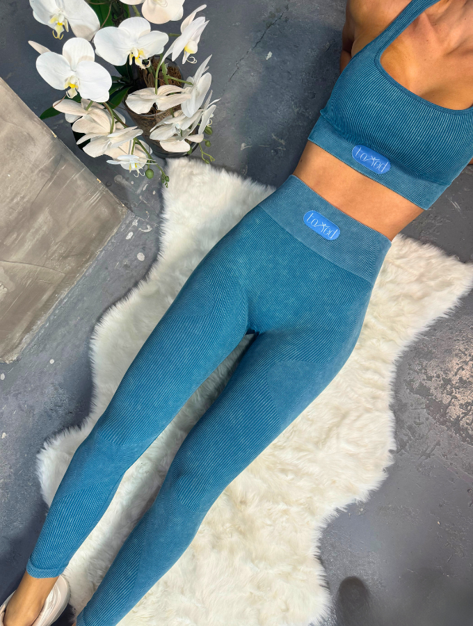 FLEXI RIB SCRUNCH LEGGINGS - AQUA