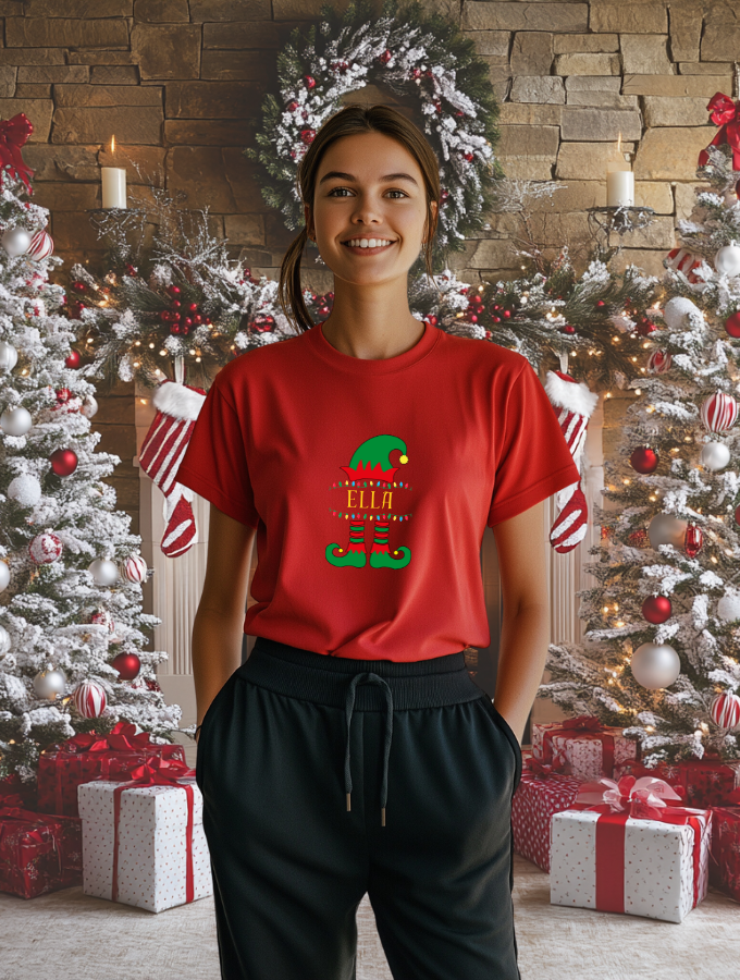 ELF CHEER CUSTOM TEE - RED - UNISEX