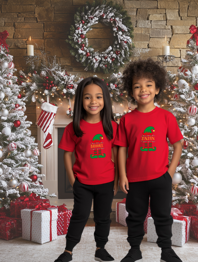 ELF CHEER CUSTOM TEE - RED - KIDS