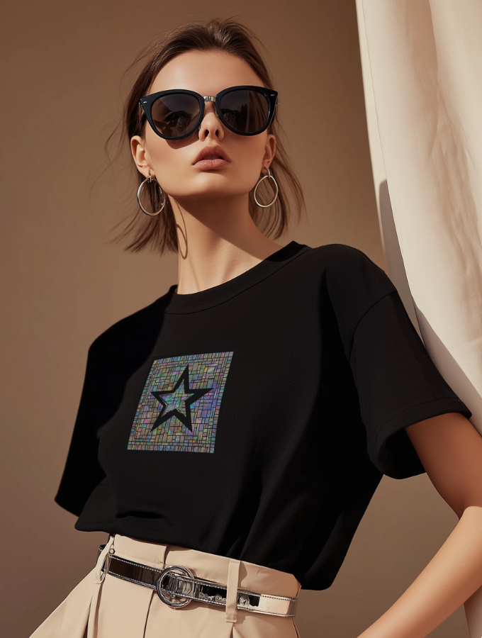 HOLO STAR ROUNDNECK TEE - BLACK