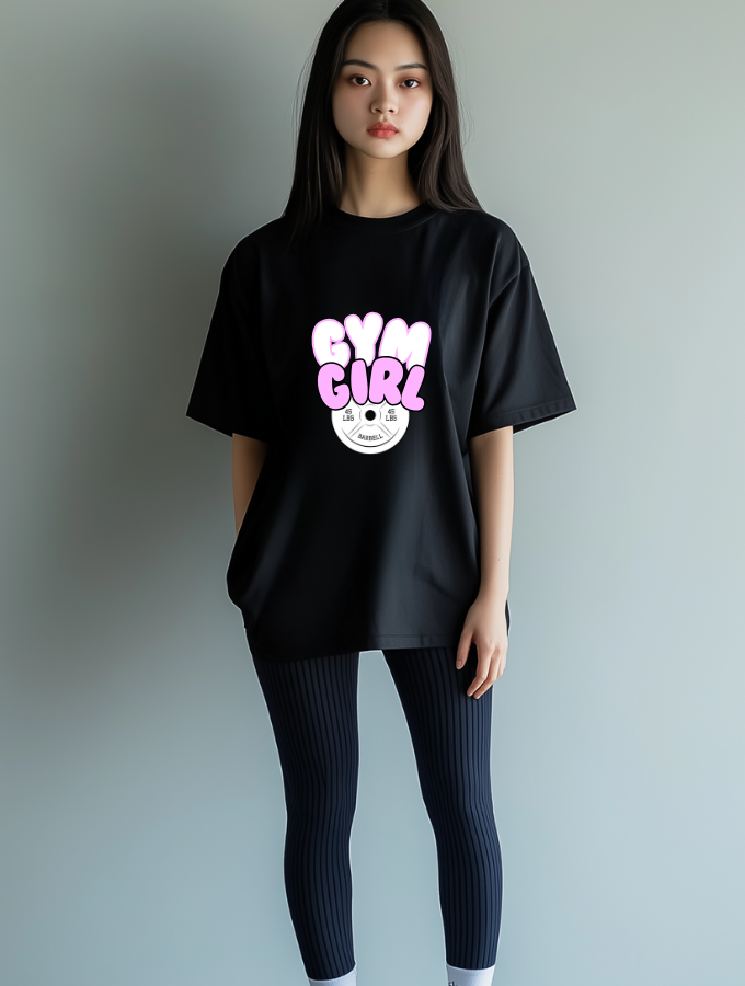 GYM GIRL ROUNDNECK TEE - BLACK