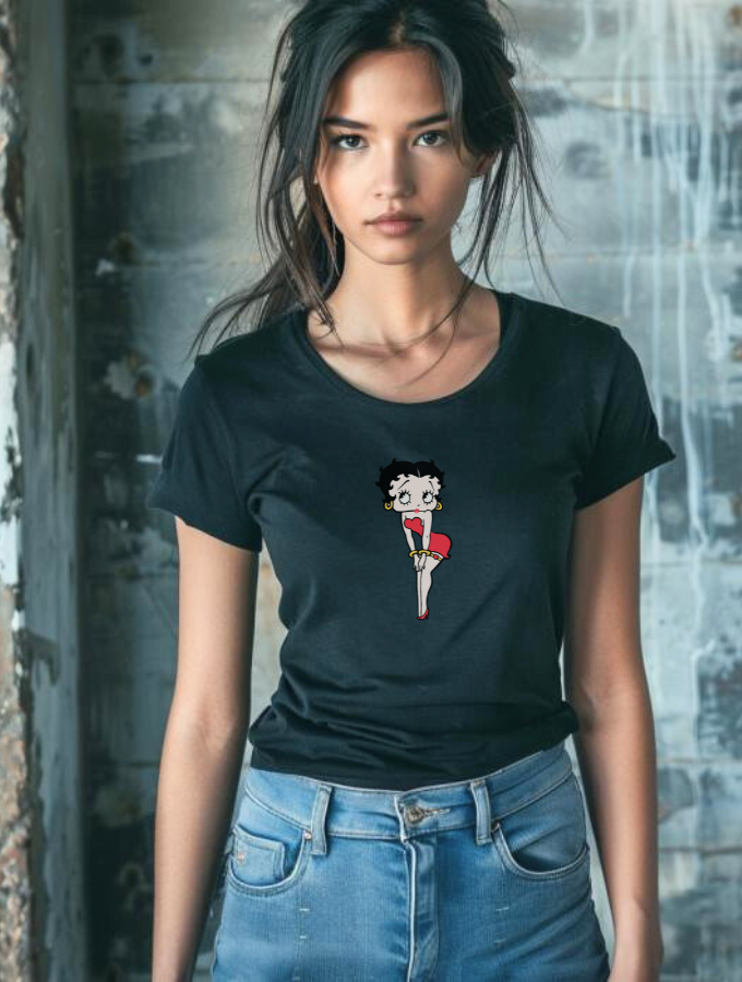 BETTY BOOP FITTED TEE - BLACK