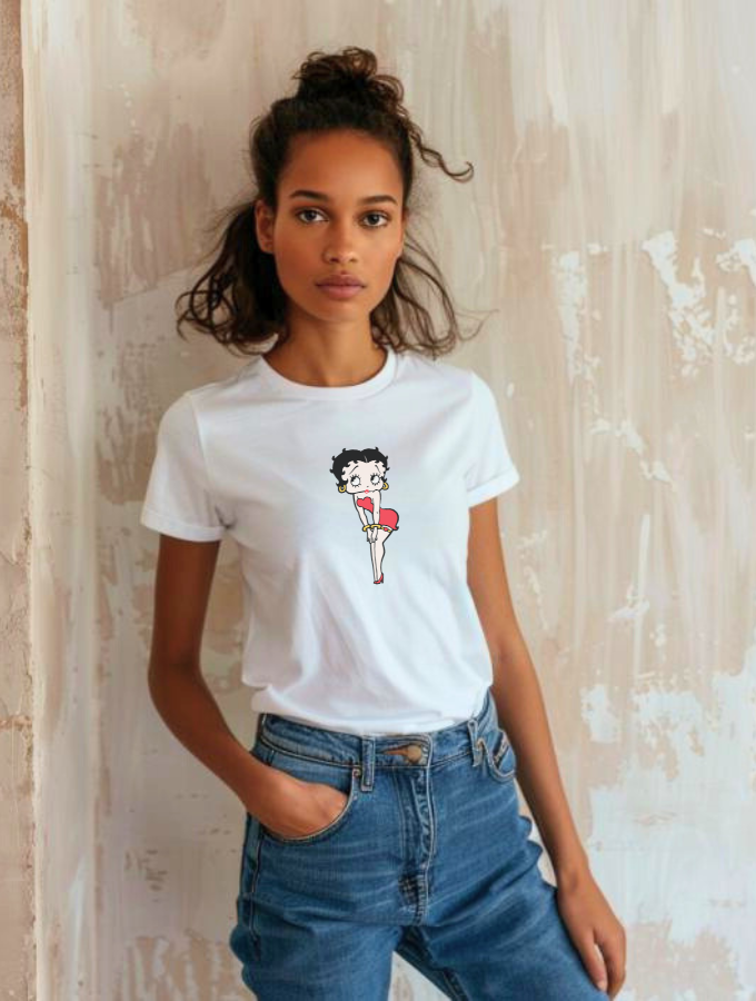 BETTY BOOP FITTED TEE - WHITE