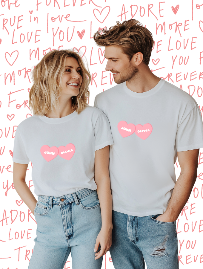 CANDY HEART CUSTOM ROUNDNECK TEE - UNISEX - WHITE