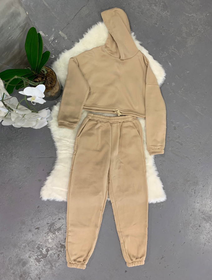 COZY CROP TRACKSUIT - DUNE