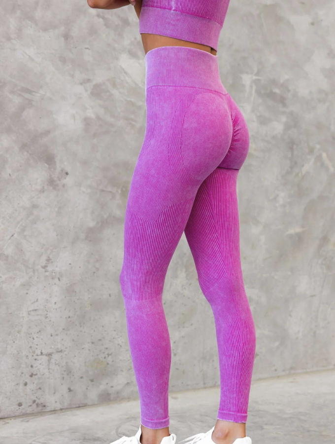 FLEXI RIB SCRUNCH LEGGINGS - BUBBLEGUM