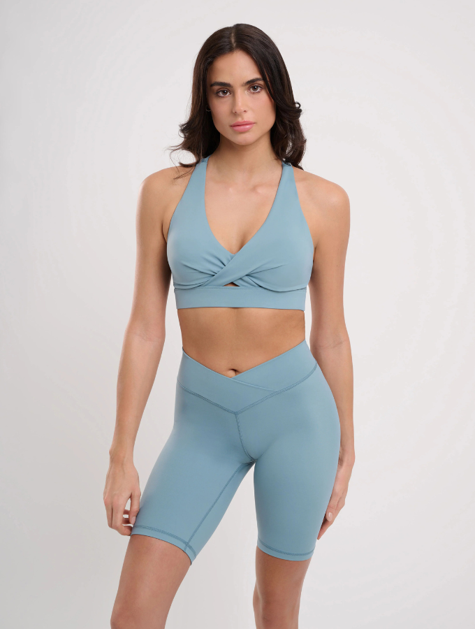 IRIS WRAP SPORTS BRA - SKY BLUE