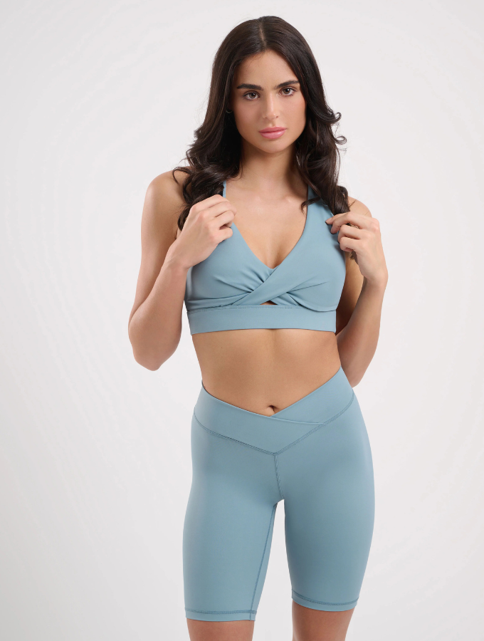 IRIS WRAP SPORTS BRA - SKY BLUE