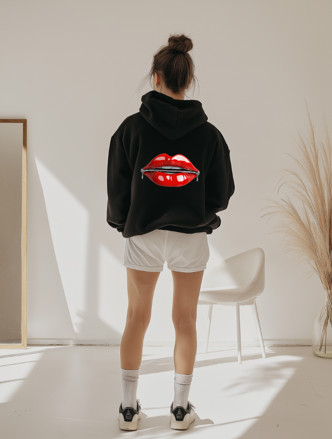 RED WHISPER HOODIE - BLACK