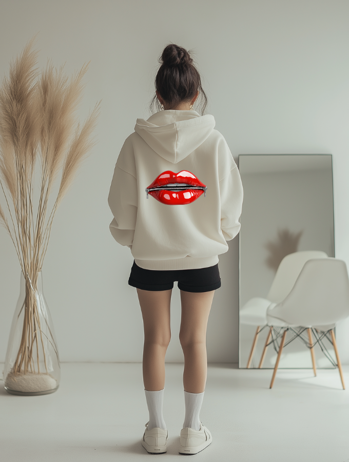 RED WHISPER HOODIE - WHITE