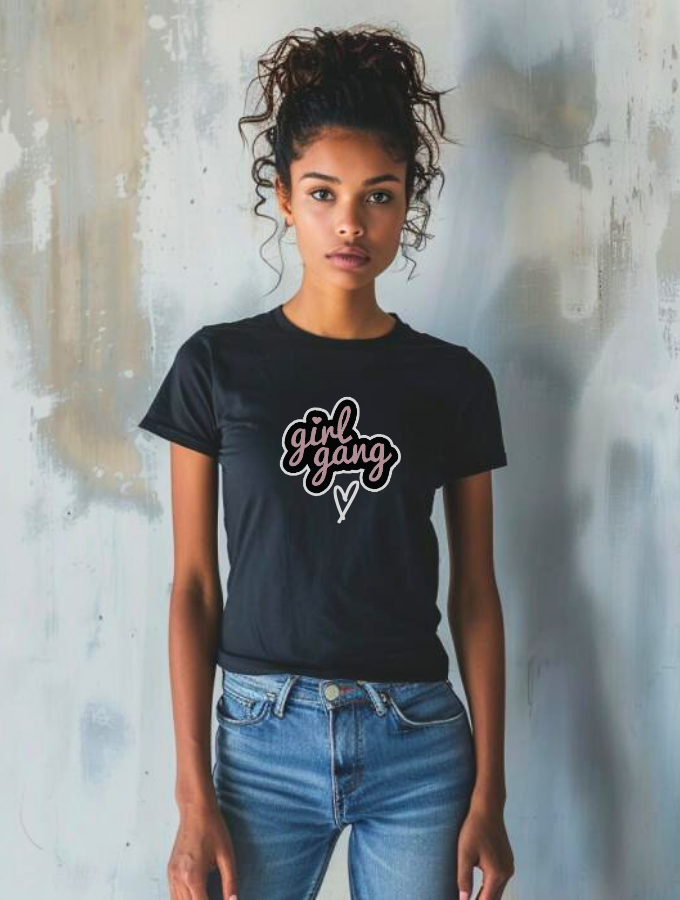 GIRL GANG FITTED TEE - BLACK