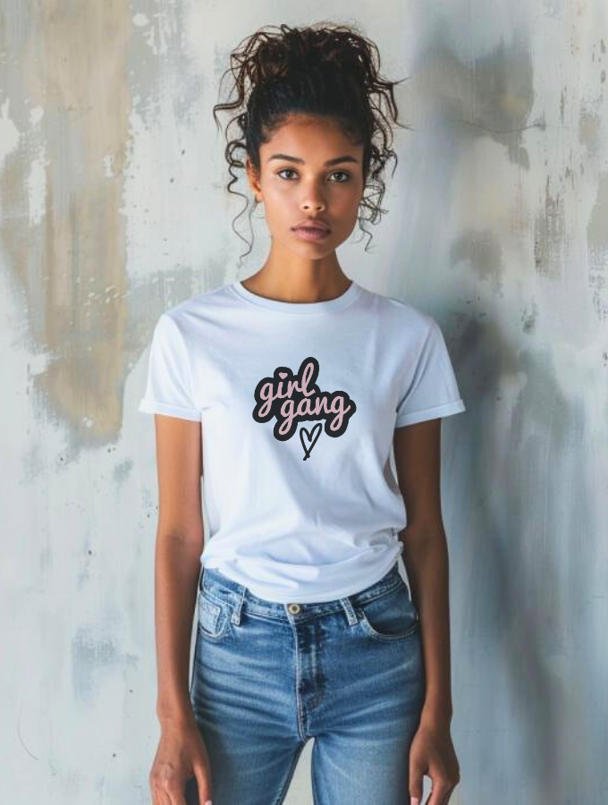 GIRL GANG FITTED TEE - WHITE