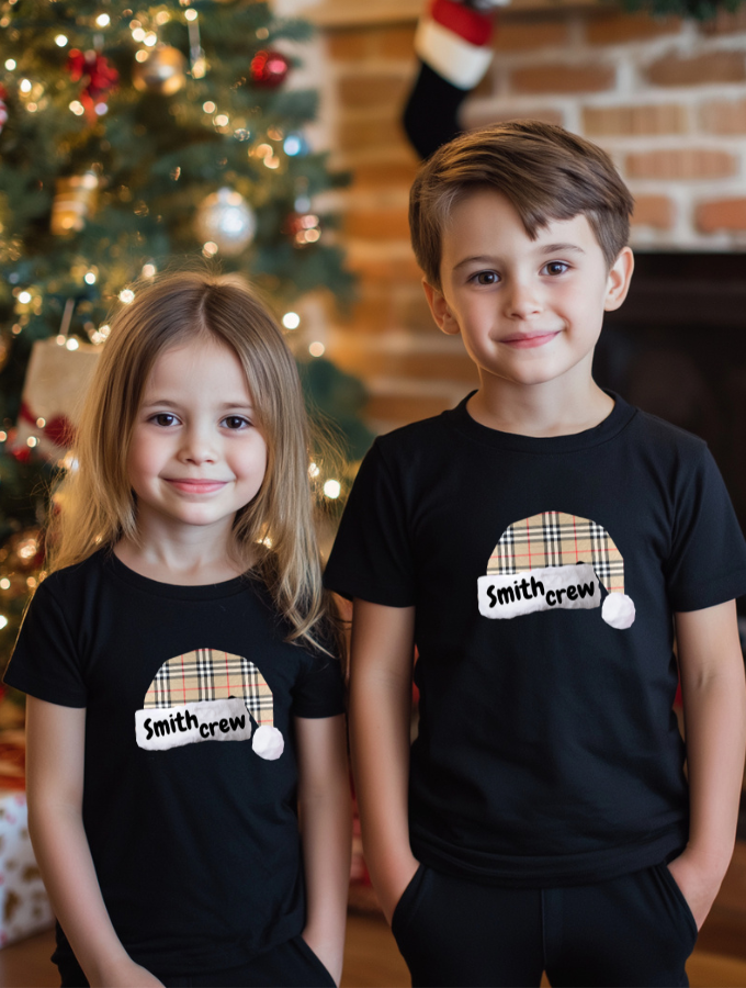 XMAS CREW CUSTOM TEE - BLACK - KIDS