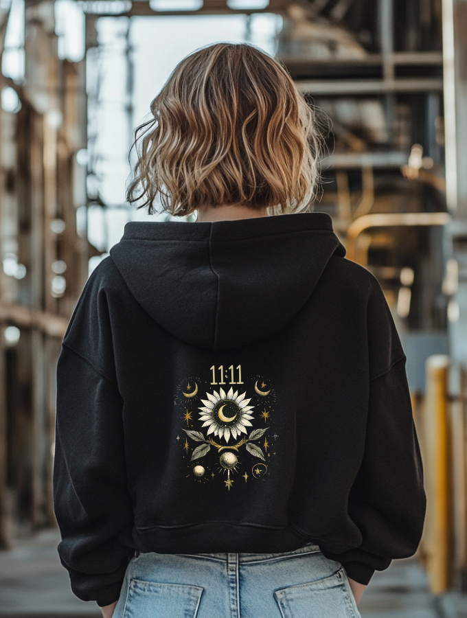 LUNAR BLOOM HOODIE - BLACK