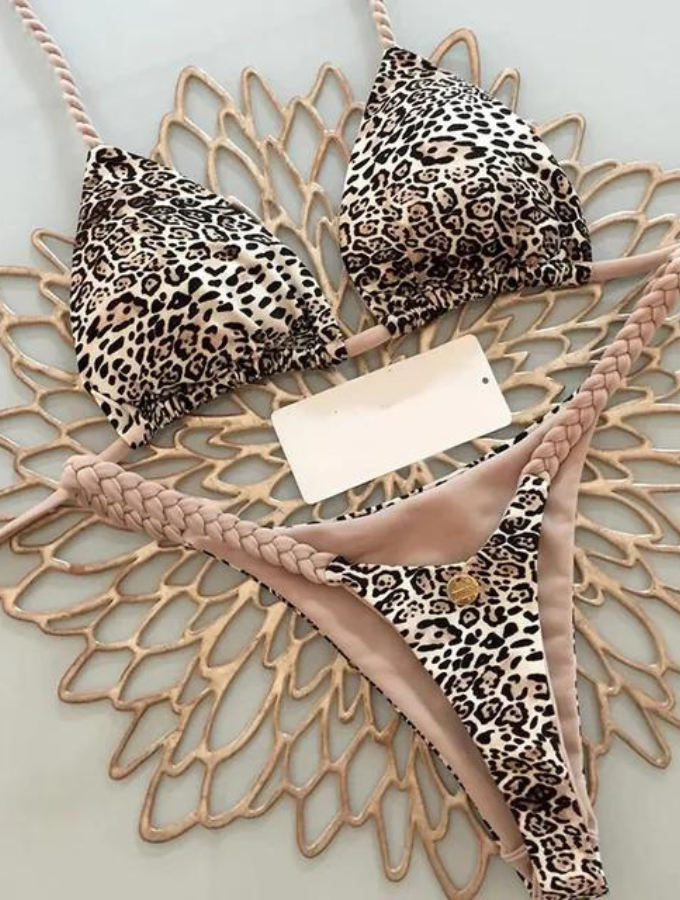 BROWN LEOPARD TRIANGLE BIKINI