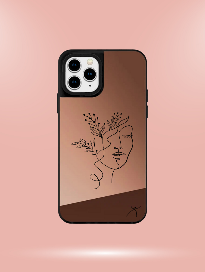 LINE ART - IPHONE REFLECTIVE COVER - ROSE GOLD