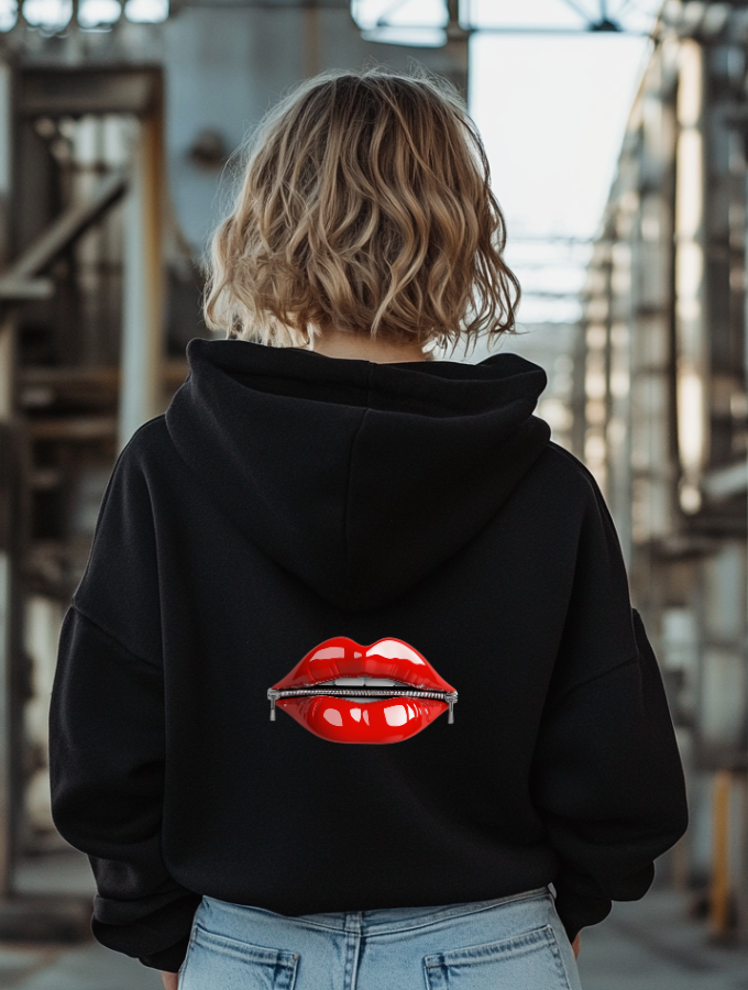 RED WHISPER HOODIE - BLACK