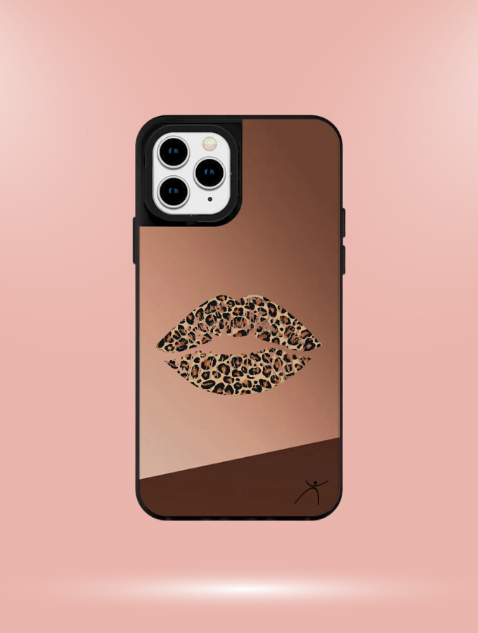 LEOPARD KISS - IPHONE REFLECTIVE COVER - ROSE GOLD
