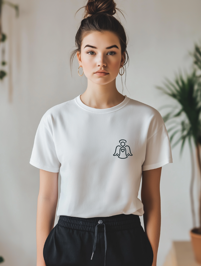 ANGEL WISHES ROUNDNECK TEE - WHITE