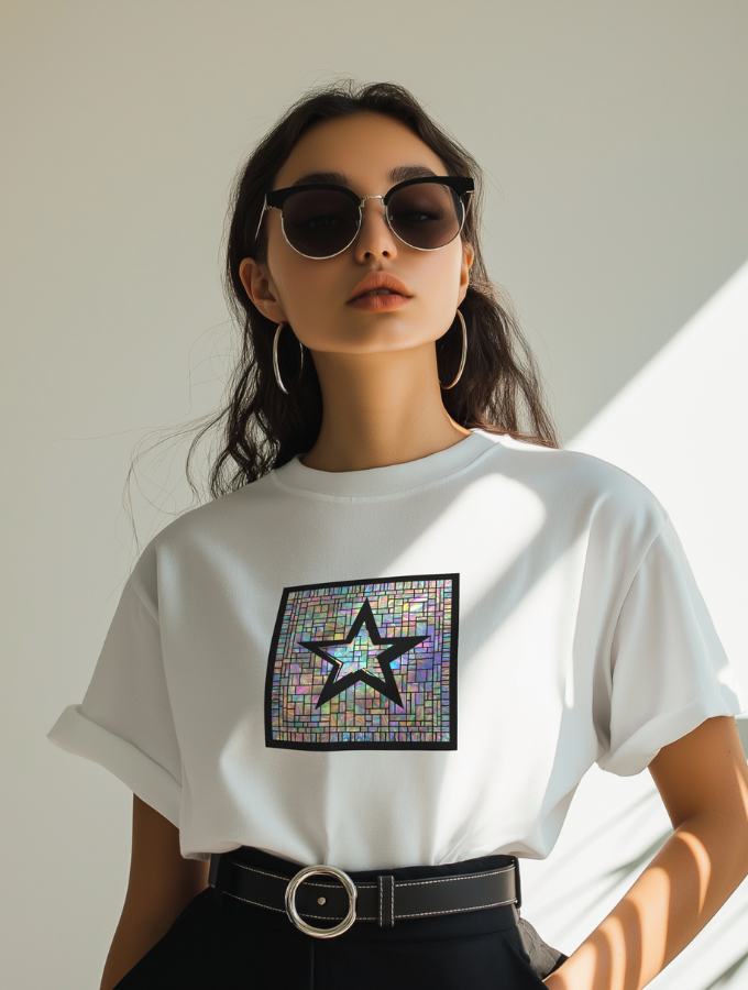 HOLO STAR ROUNDNECK TEE - WHITE