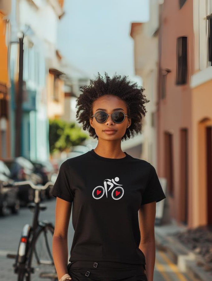 CYCLE LOVE FITTED TEE - BLACK