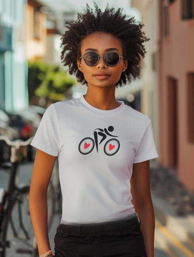 CYCLE LOVE FITTED TEE - WHITE
