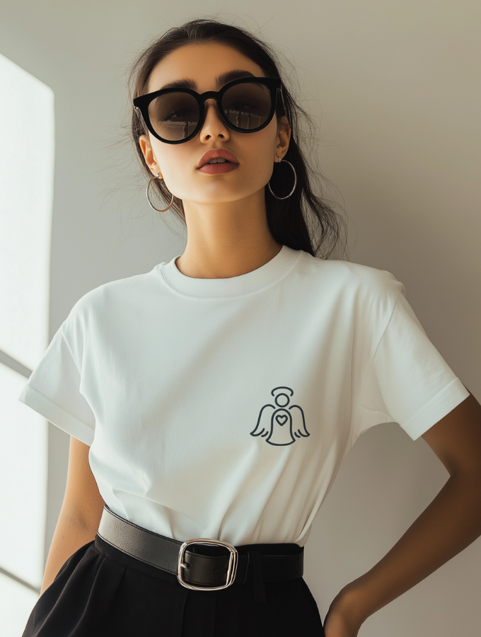 ANGEL WISHES ROUNDNECK TEE - WHITE