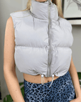 BABY CROPPED PUFFER VEST - ASH - TONED