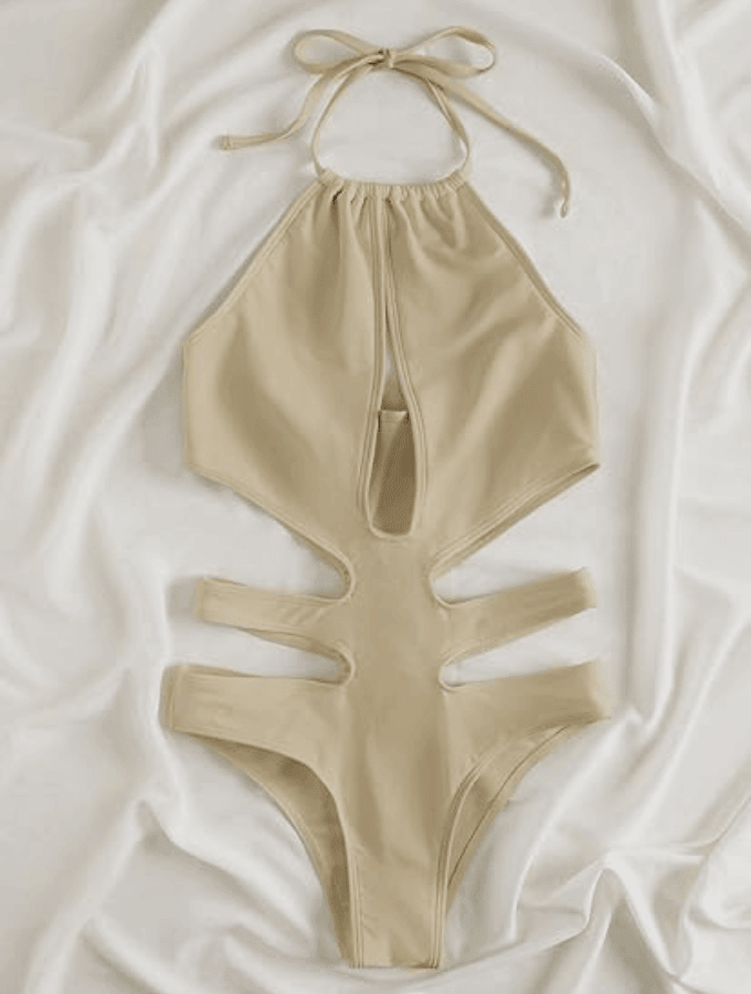 BEIGE CUT-OUT ONE PIECE - TONED