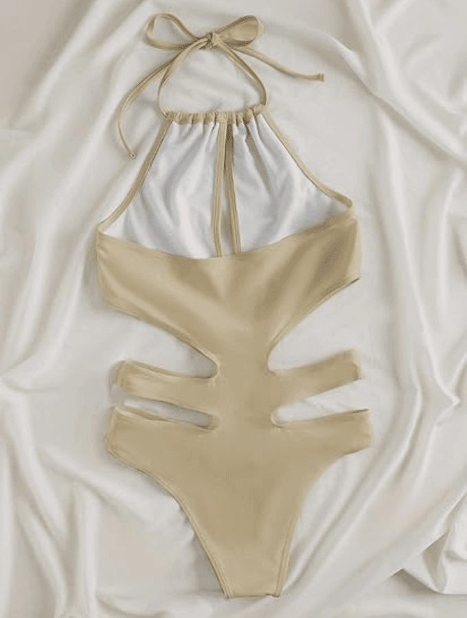 BEIGE CUT-OUT ONE PIECE - TONED