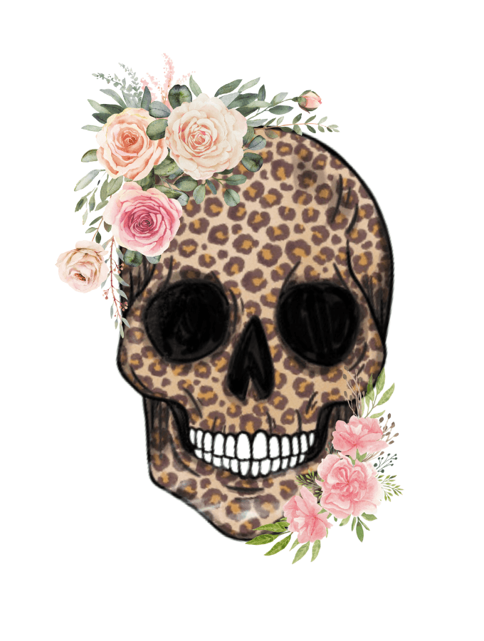 FLORAL SKULL FITTED TEE - WHITE - TONED