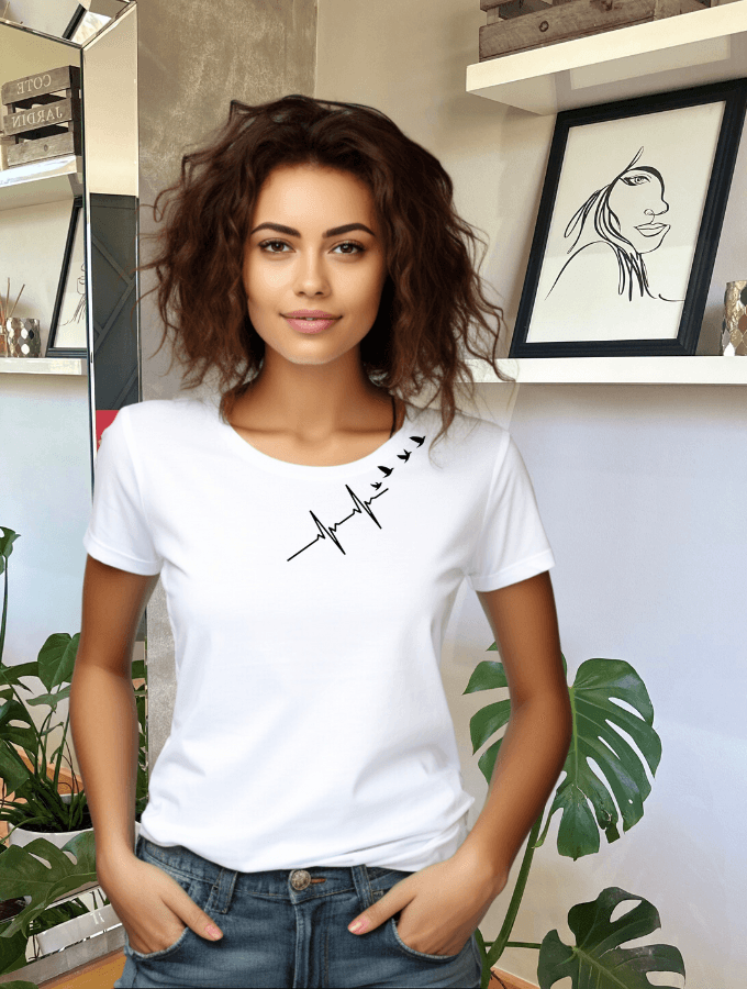 HEARTBEAT FITTED TEE - WHITE - TONED
