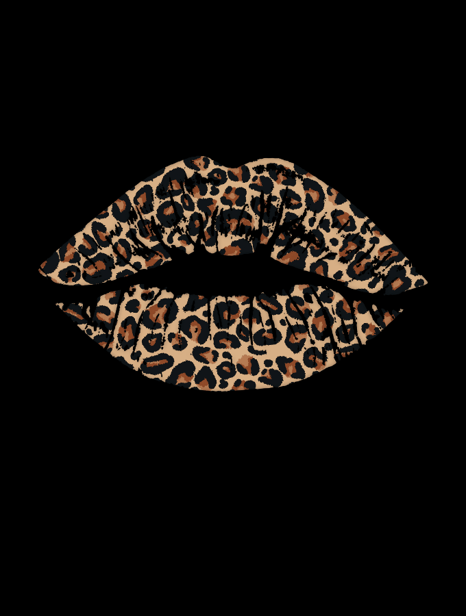 LEOPARD KISS FITTED TEE - BLACK - TONED
