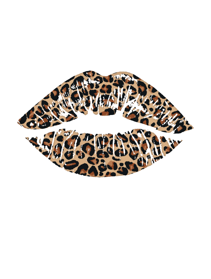 LEOPARD KISS FITTED TEE - WHITE - TONED