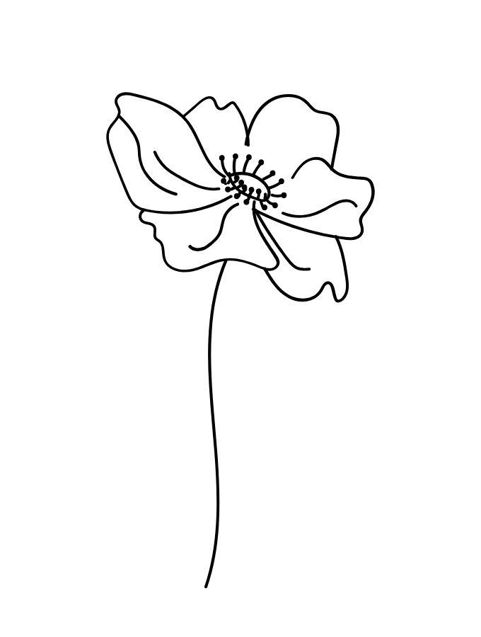 LINED FLOWER OVERSIZED TEE - WHITE - TONED