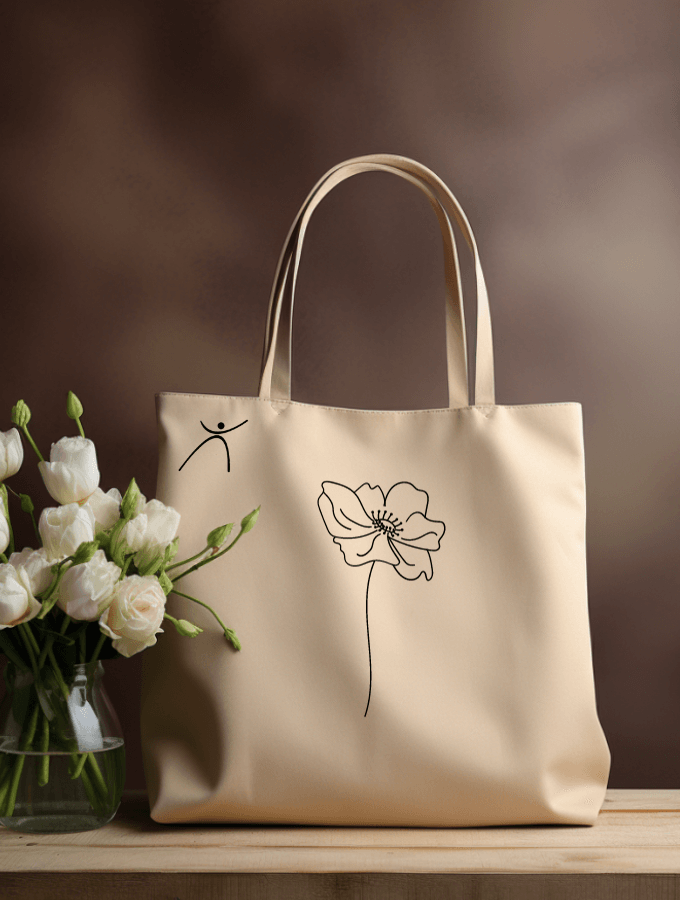 LINED FLOWER TOTE - TONED