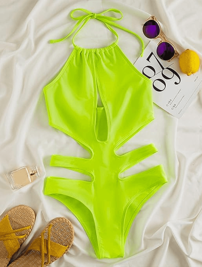 NEON LIME CUT-OUT ONE PIECE - TONED